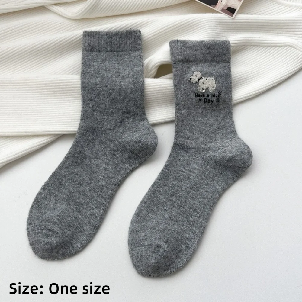 الاتجاه لطيف الكرتون جرو القوس الجوارب مريحة سميكة منتصف أنبوب الجوارب الدافئة الجوارب الطويلة النساء