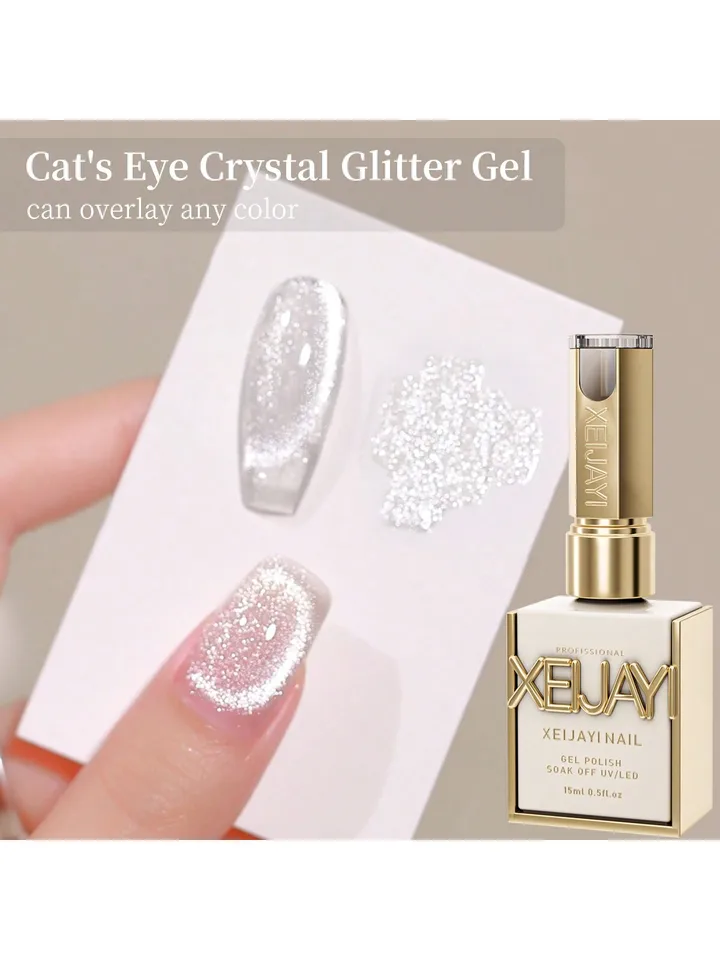 XEIJAYI esmalte de uñas ojo de gato 15ml, con brillantina, magnético, requiere lámpara UV/LED, para uso en casa o salón