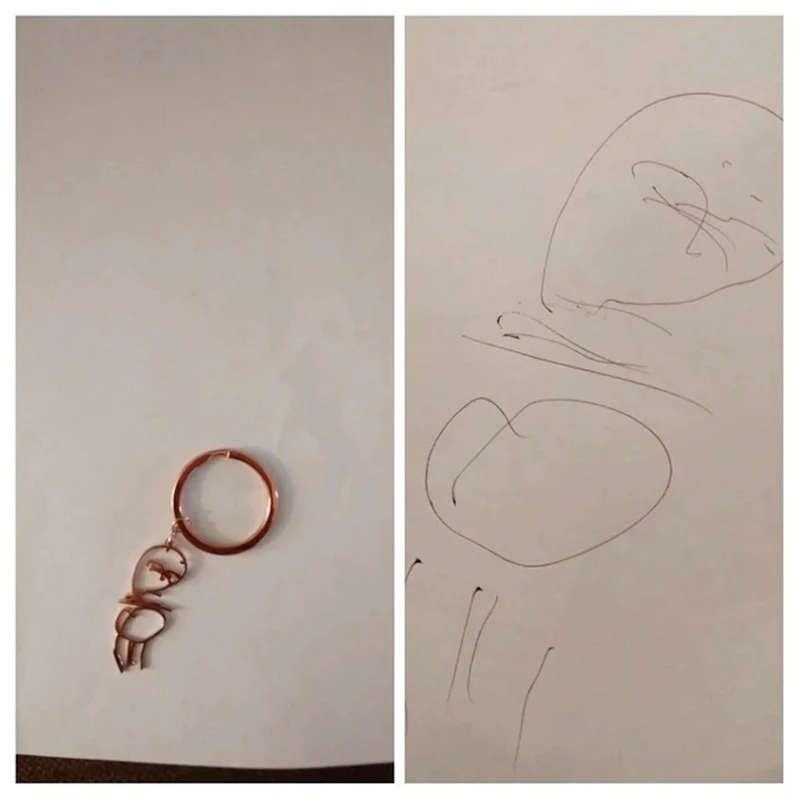 Custom Kids Drawing Keychain Stainless Stee Personalized Children Artwork Pendant Keyring for Kids Mom Family Jewelry Gifts
