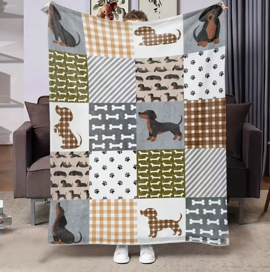 Lightweight Dachshund Fleece Blanket, Perfect As A Gift Pet Lovers Beds Sofas Chairs and Adds A Decorative Touch To Living Rooms