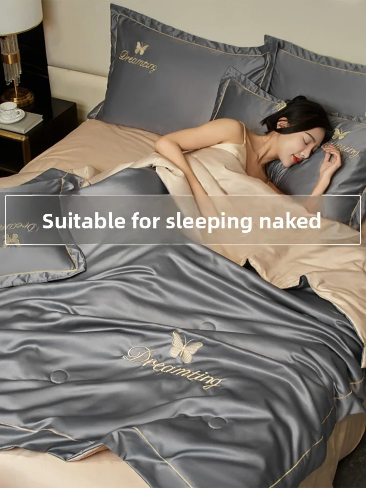 

Новый комплект из четырех предметов: летнее тонкое одеяло из ледяного шелка с эффектом кондиционирования, легкое, охлаждающее, прочное, с наполнителем из полиэфирного волокна, 2024 год