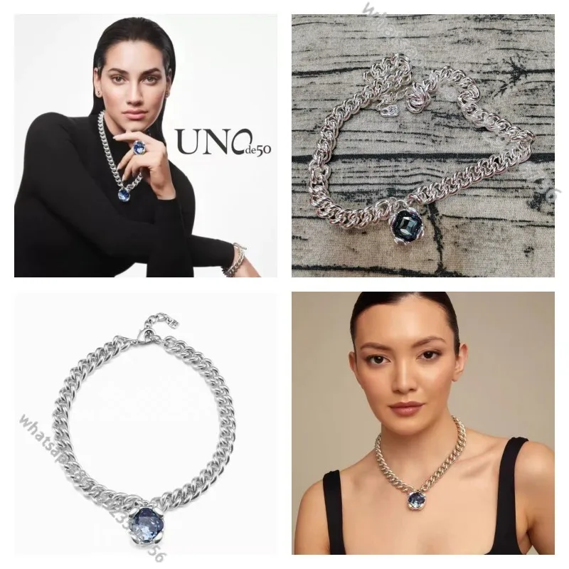 

Spain UNOde50 Luxury Blue Crystal Necklace Party Star Europe and The United States Cross-border E-commerce Jewelry Generation.