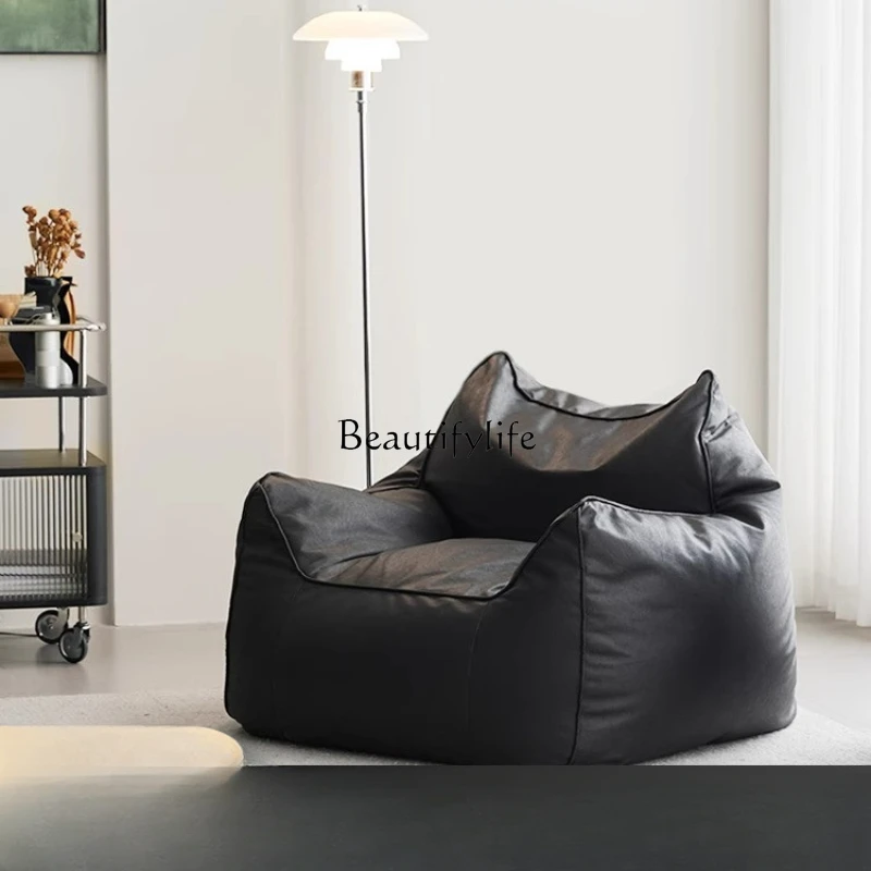 

Modern Minimalist Lazy Sofa Living Room Three-Proof Couch Balcony Light Luxury Cat Scratch Faux Leather Leisure Bean Bag