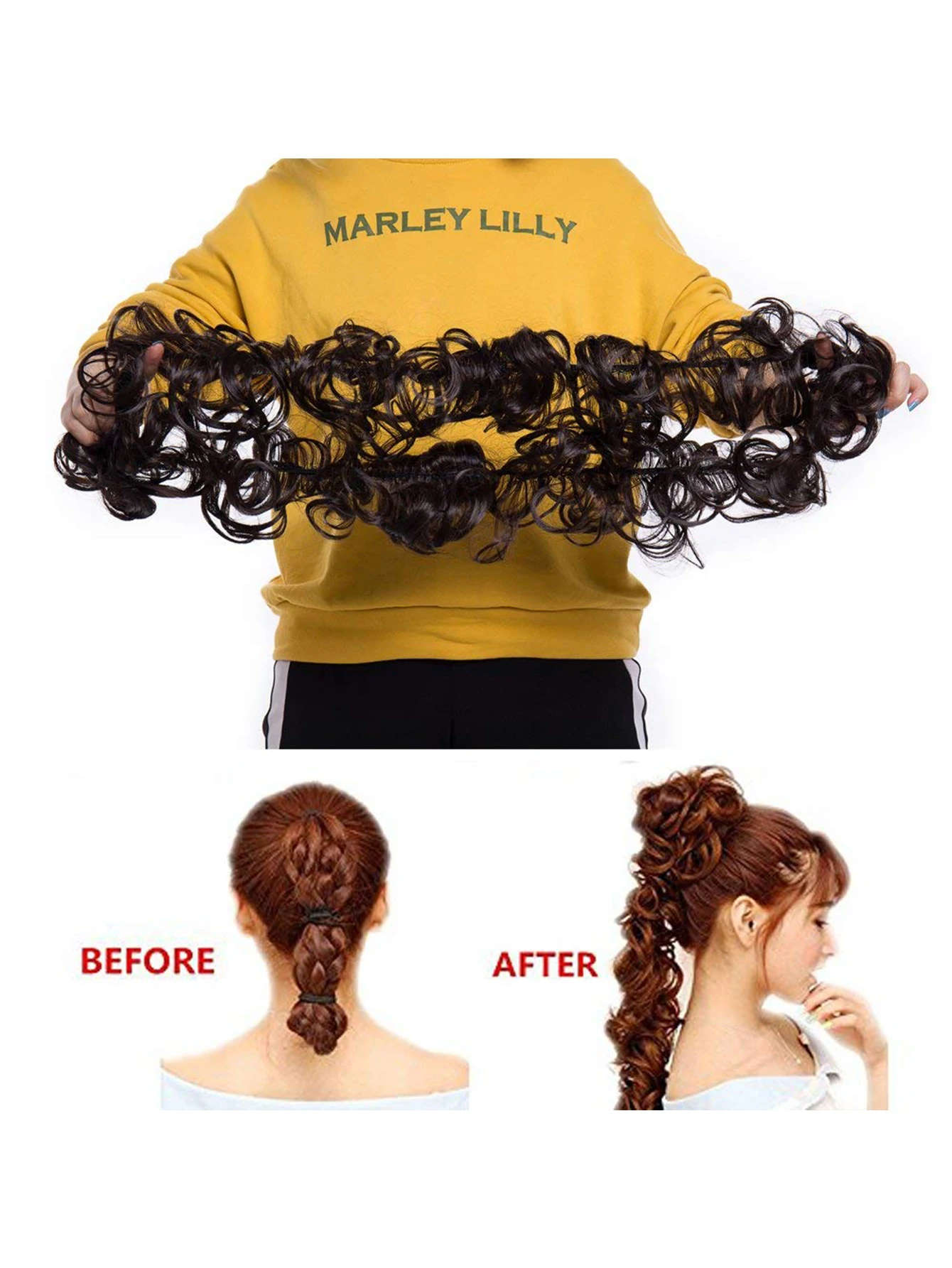 Messy Bun Hair Piece Hair Bun Scrunchies Synthetic Wavy Curly Chignon Ponytail Hair Extensions Thick Updo Hairpiece