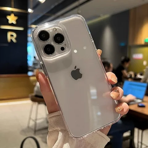 iPhone 16 15 14 13 12 11 Pro Max XS X XR 7 8 Plus 미니 충격 방지 범퍼 커버 용 고급 투명 소프트 아크릴 전화 케이스