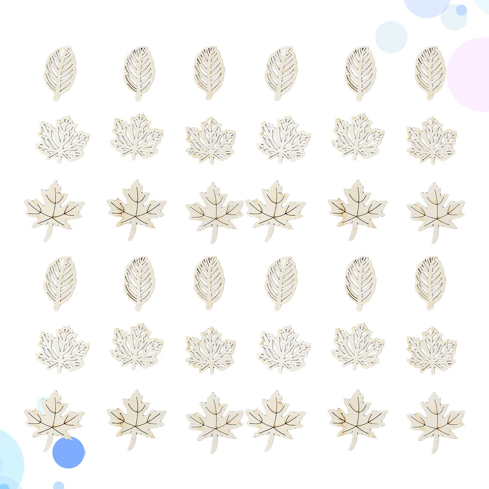 

90pcs Wooden Decorative Slices Leaves Shape Diy Craft Accessories For Home Wall Window Door Table Bookshelf Interior Ornament