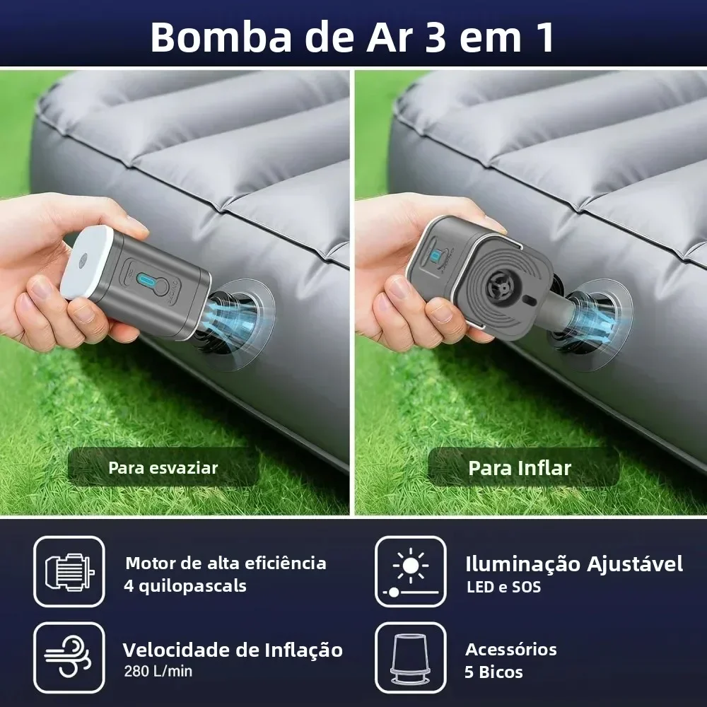 Mini Portable Air Pump 1200mAh USB Rechargeable Wireless/* Inflator Deflator for Camping Mattress Pool Float Boat Fast Inflation view 6
