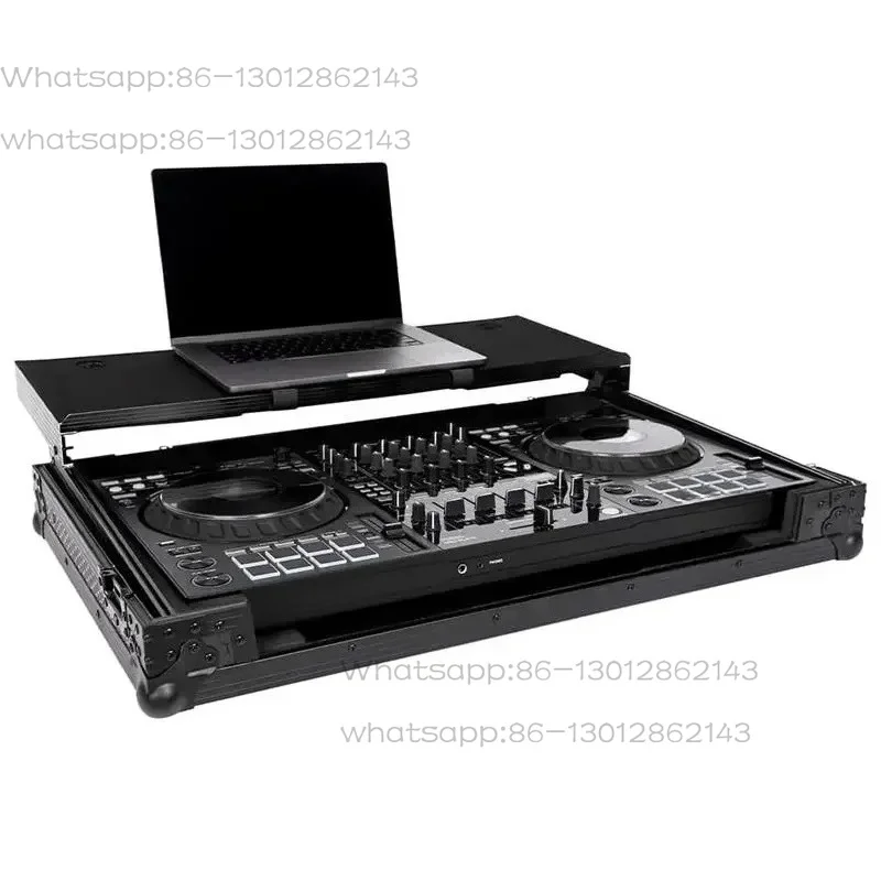 Flight Case DJ noir DDJ-FLX10 avec plate-forme pour ordinateur portable et étui de vol à roulettes