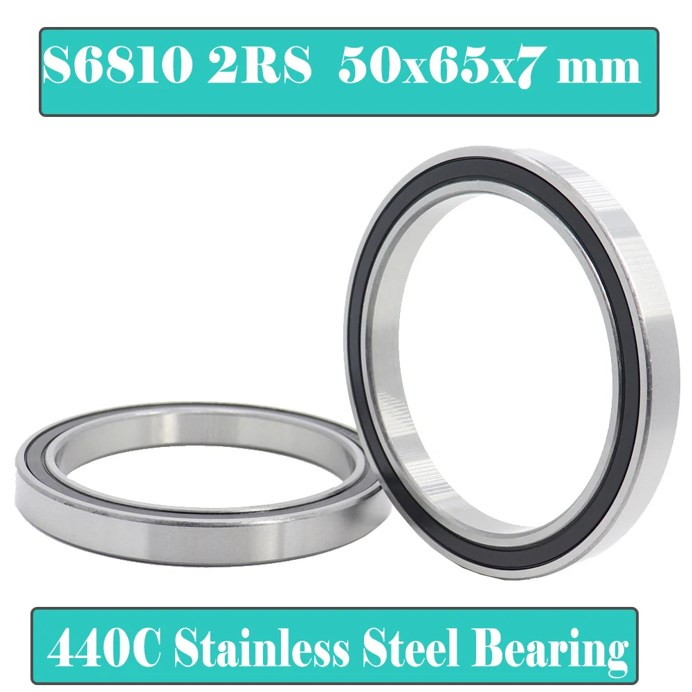 

5PCS S6810RS Bearing 50*65*7 mm ABEC-3 440C Stainless Steel S 6810RS Ball Bearings 6810 Stainless Steel Ball Bearing