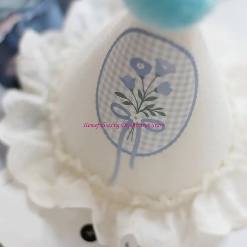 

Fun Pompoms Celebration Hat Duckling/Flower Embroidery Elastic For Birthday Event Hat