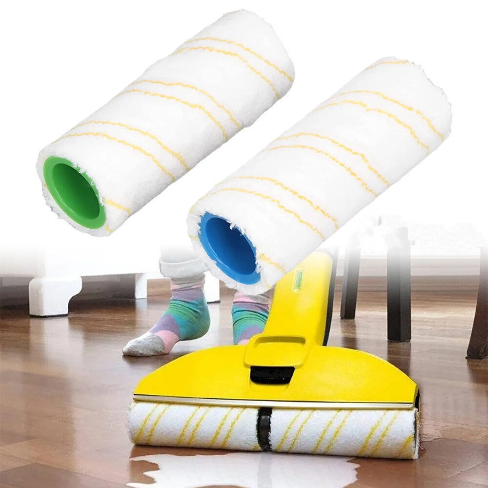 2Pc Washable Soft Lint Microfiber Rollers Set For Karcher FC3 FC5 FC7 Hard Floor Wet Dry Cleaner Accessories Replacement Parts
