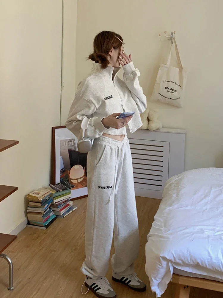 

Womens 2 Piece Sets Fall Outfits Zip-up Cardigan Sweatshirt Sweatshirt and Elastic Waist Pants Two Piece Suit Sporty Tracksuit