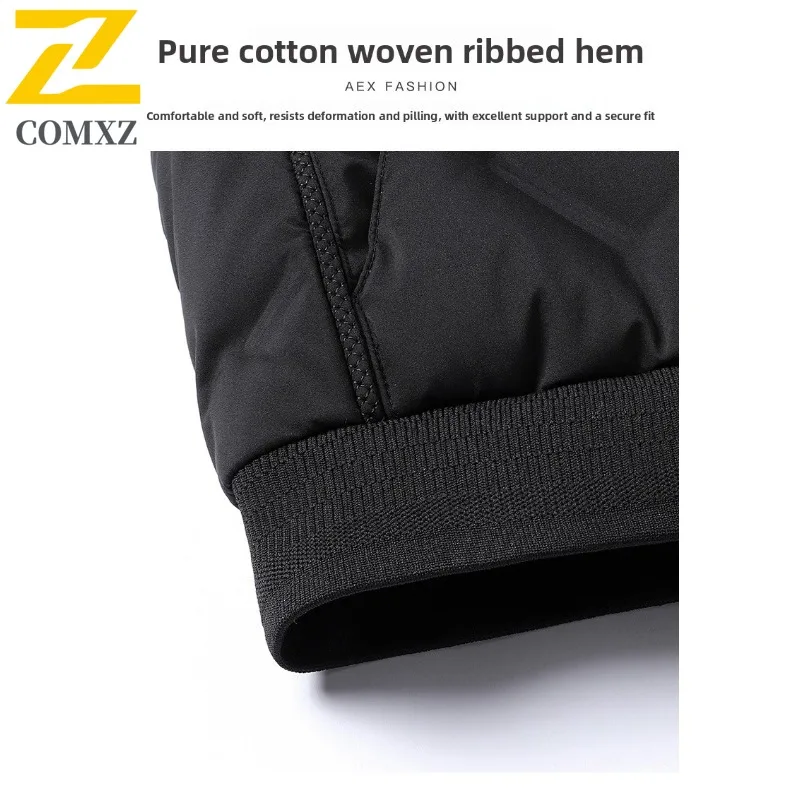 COMXZ Men Middle Aged White Duck Down High Quality Down Jacket Stand Collar wrinkle Casual Business waterproof and windproof Top