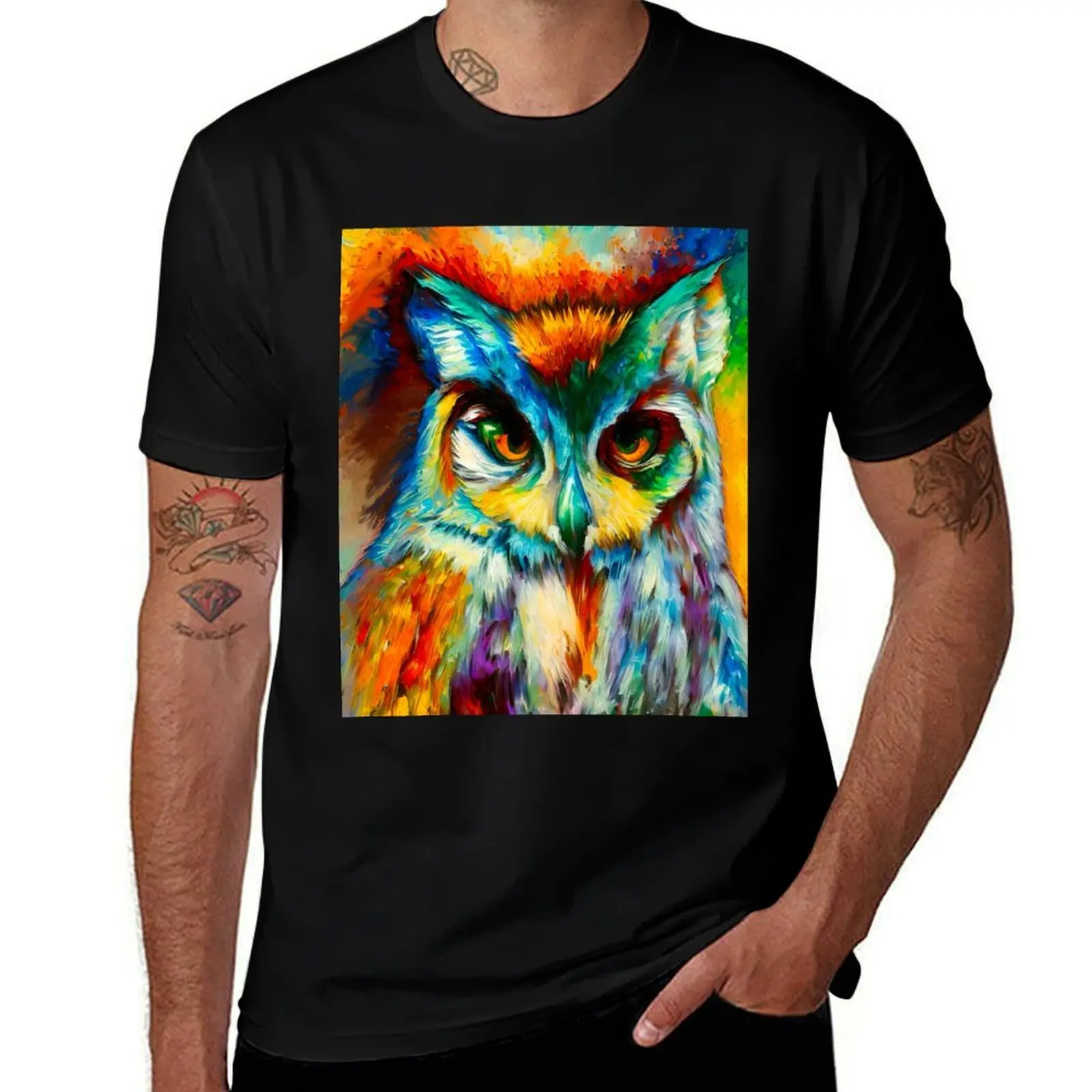 

Prismatic Owl T-Shirt boys whites fashion shirts blue archive T-shirts oversize mens shirts graphic tee