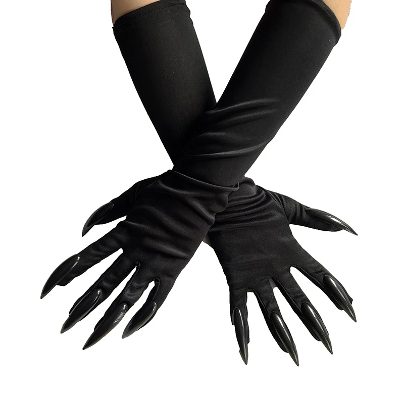 Gants gothiques longs pour cosplay, mitaines avec griffes, accessoires de fête effrayants, costume de festival drôle, 1 paire, N64.