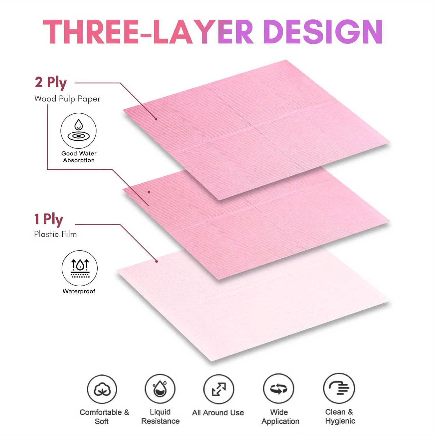 50PCS Pink Disposable Tattoo Clean Pad Black Tattoo Bib Table Covers Clean Patient Dental Napkins Supplies