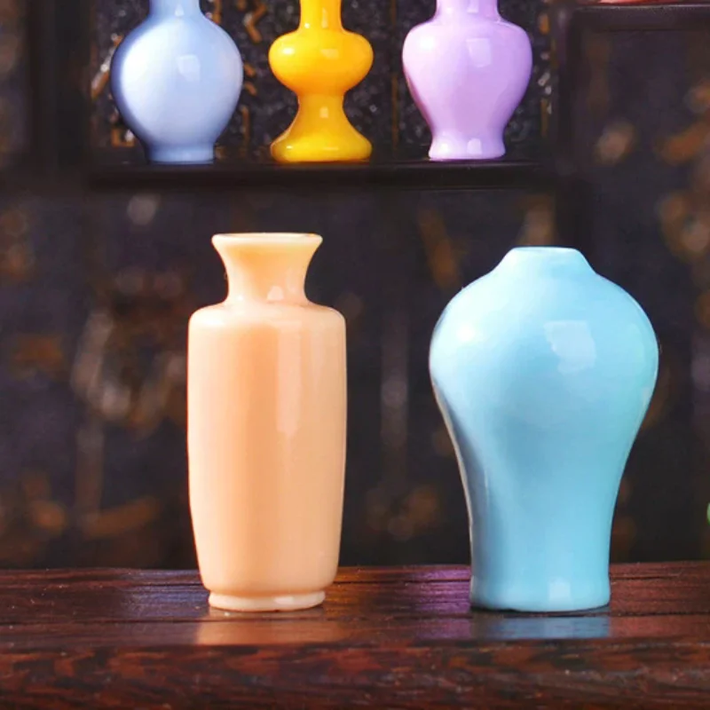 8 قطعة زجاجات زهرية ملونة صغيرة/الأواني دمية يدوية المنمنمات زهرية بيت الدمية ديكورا المطبخ زخرفة DIY بها بنفسك اكسسوارات #1