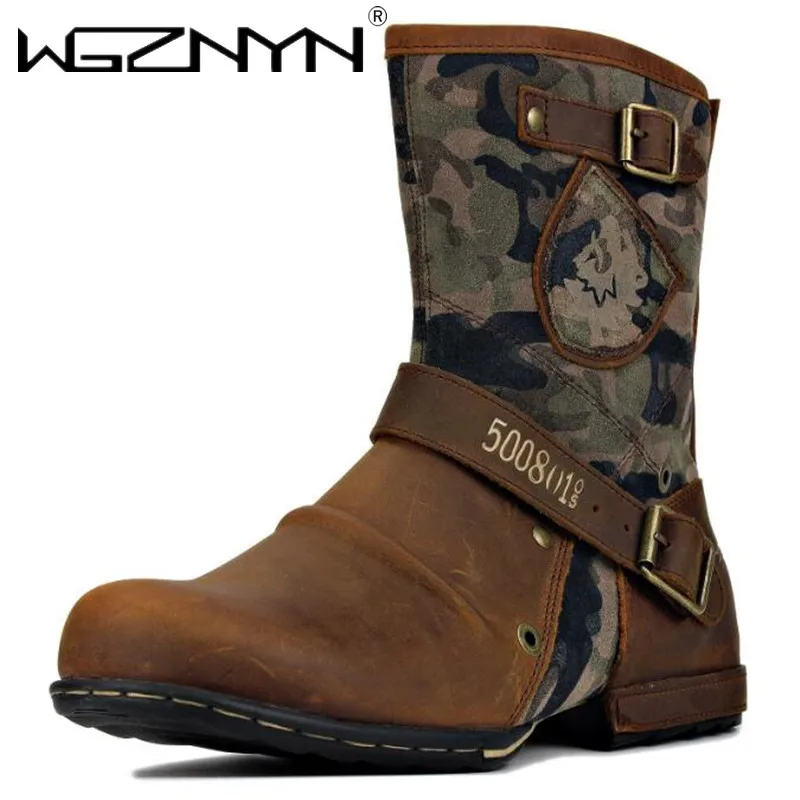 

2026 New In Men Boots Luxury Handmade Men Ankle Boots Metal Buckle Motorcycle Boots Outdoor Plus Size 39-48 Punk Goth Bottines