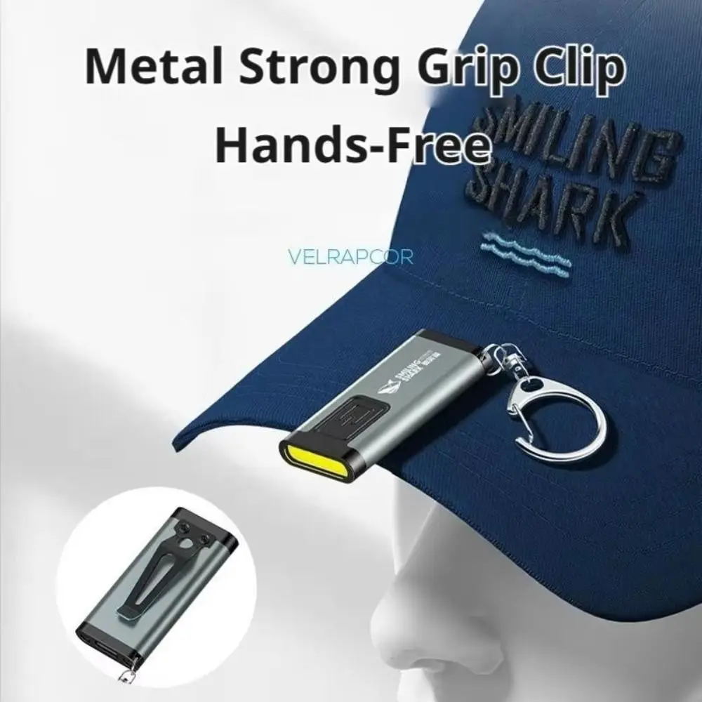 Mini Keychain Light Keychain Flashlight LED Multi-Mode Lighting Clip On Hat Light Long Range Beam Built-In Battery