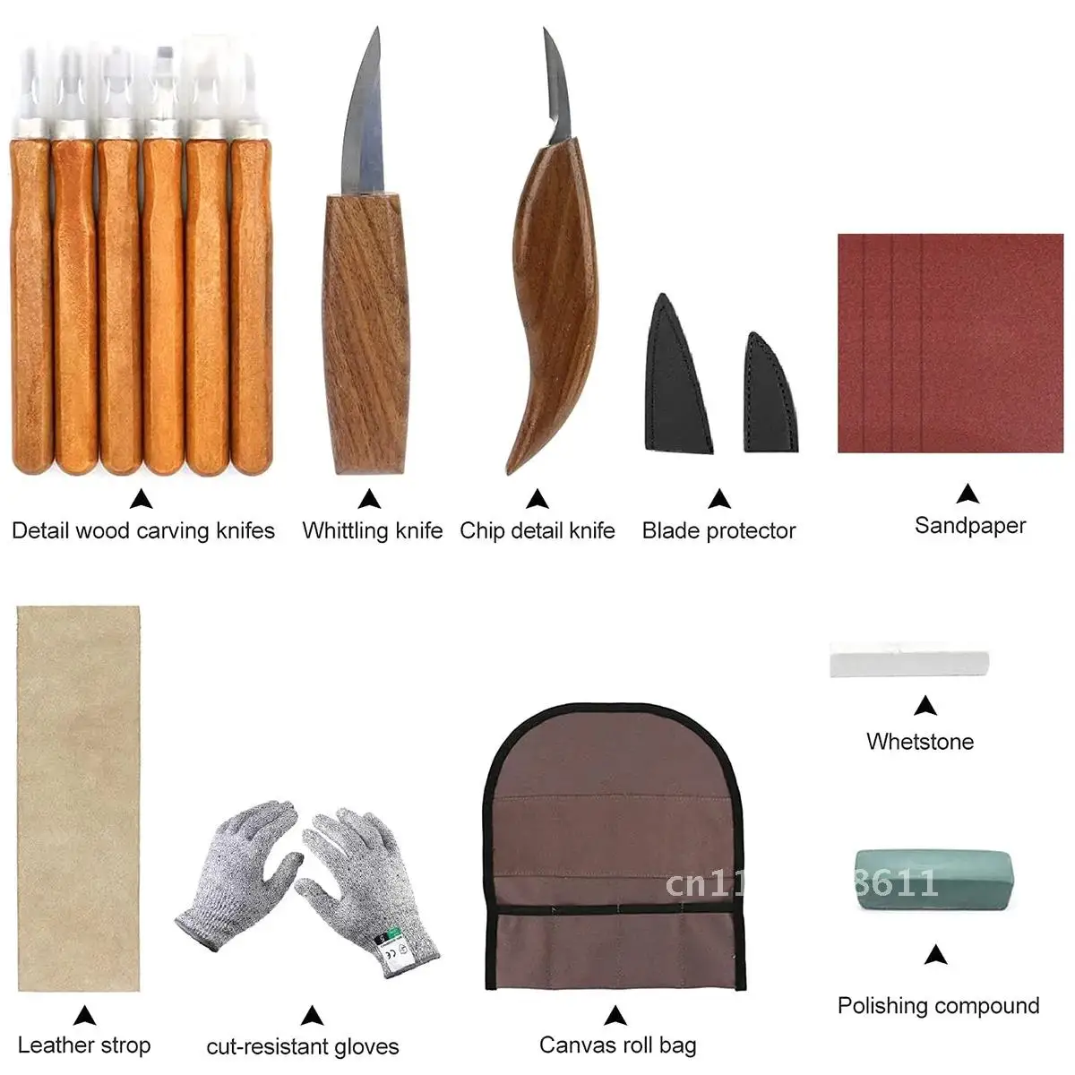 Chip Cutter Shard Detail Cutter Sandpaper Cutter Holster Polishing Leather Strip 19Pcs Wood Carving Tool Set Wood Engraving Tool