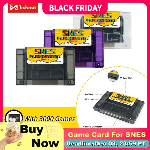 Tarjeta de juego 3000 en 1 para Super Nintendo Everdrive con tarjeta TF de 8GB para consola de juegos SNES