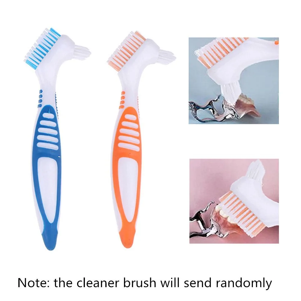 Travel Double-layer Cleaning Tool Denture Case Denture Box Bath Dentures Container with Basket Cleaner Brush
