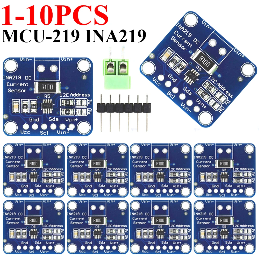 1-10PCS MCU-219 INA219 Bi-directional Current Sensor Breakout Module I2C Zero Drift Power Monitoring Sensor Modules