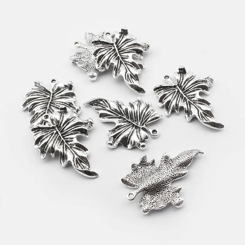 5Pcs Zinc Alloy Tibetan Silver Oak Leaves Pendant Vintage Maple Leaf for DIY Necklace Bracelet Jewelry Making Craft  Accessories