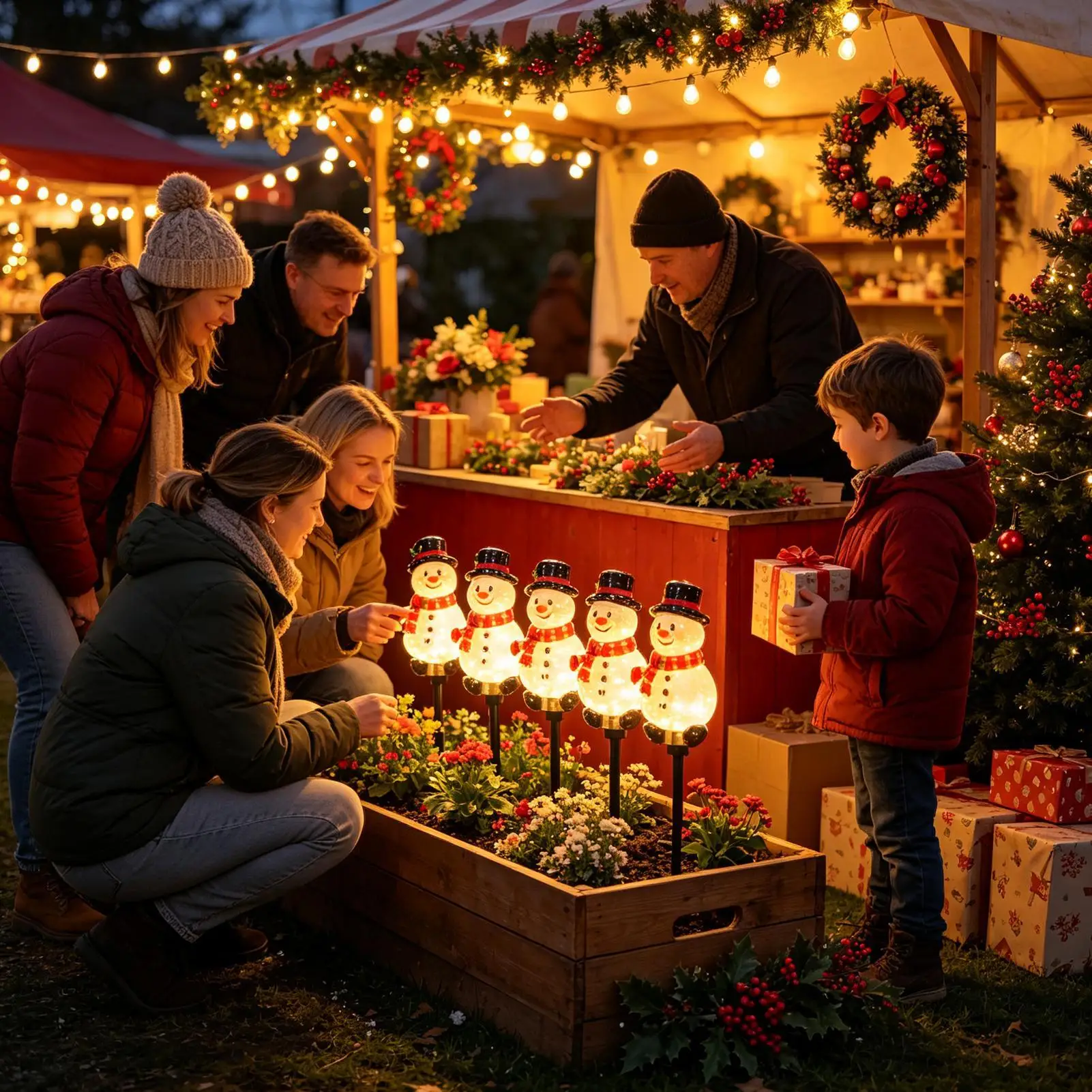 Solar Snowman Lights 2-Piece Winter Decorative Snowman Lamp Decorative LED Stake Lamp For Garden Yard Backyard Courtyard Porch