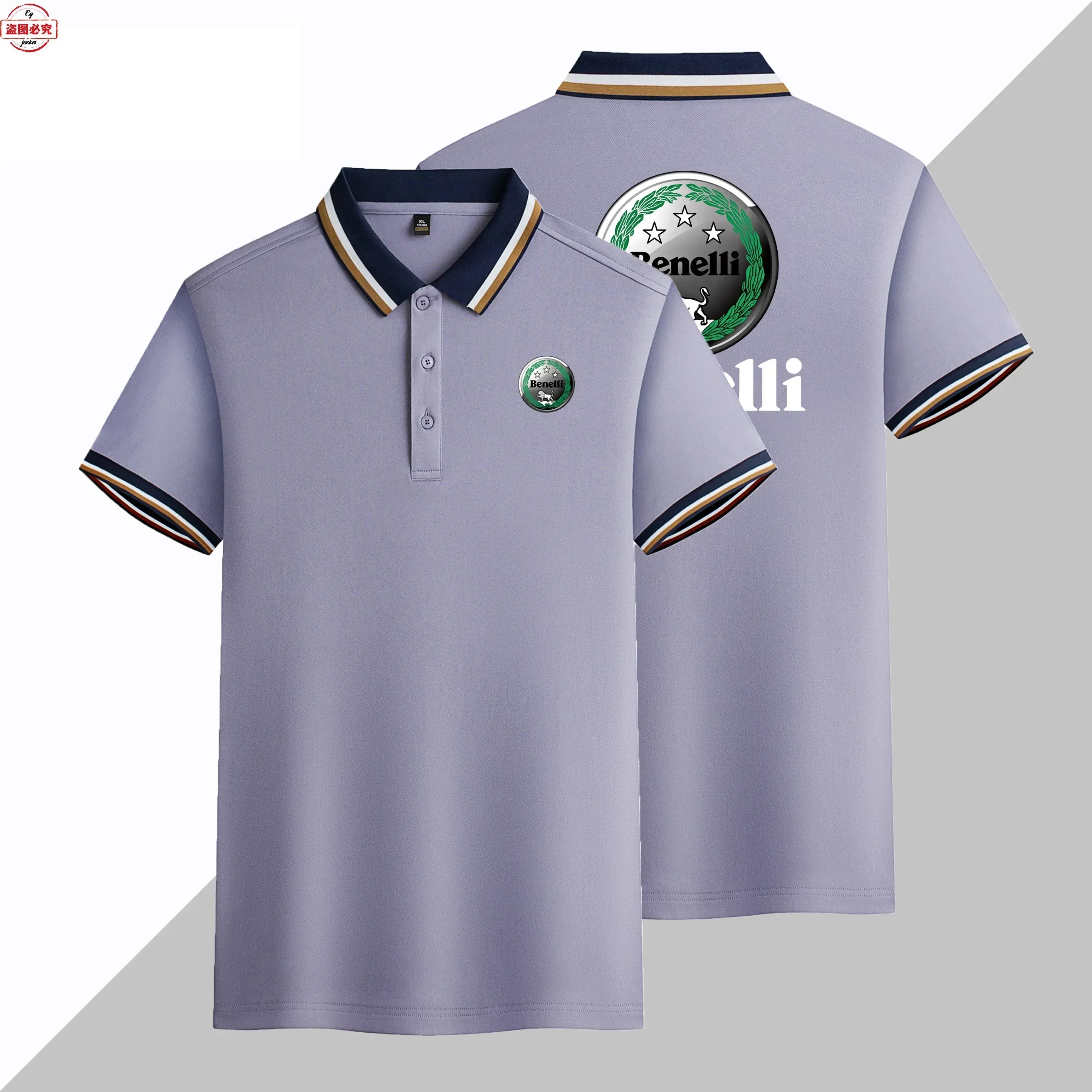 Benelli Motorcycle LOGO Printed Men's Benelli Cycling Clothing Business Casual Short Sleeved Sports T-shirt Collar Polo Shirt
