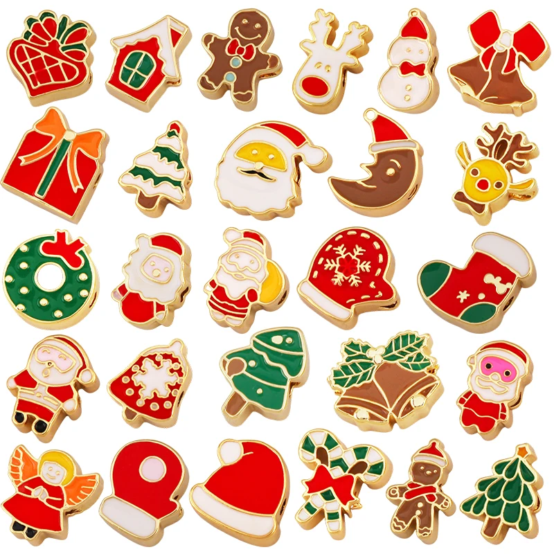 

Бусины с большими отверстиями, перчатки Санта-Клауса, носки, подарочная коробка, рождественская елка с оленем, браслет, ожерелье, принадлежности для изготовления ювелирных изделий своими руками S32