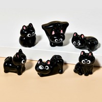 Cute Black Cats Figurine Miniature Micro Landscape Resin Ornaments for Home Decorations Cute Kitten Desktop Room Decoration