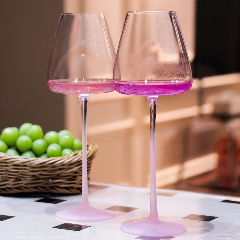 Large Capacity 580ml/800ml Burgundy Wine Glass Gradient Pink High Value Creative Bordeaux Cup Goblet for Wine Lovers