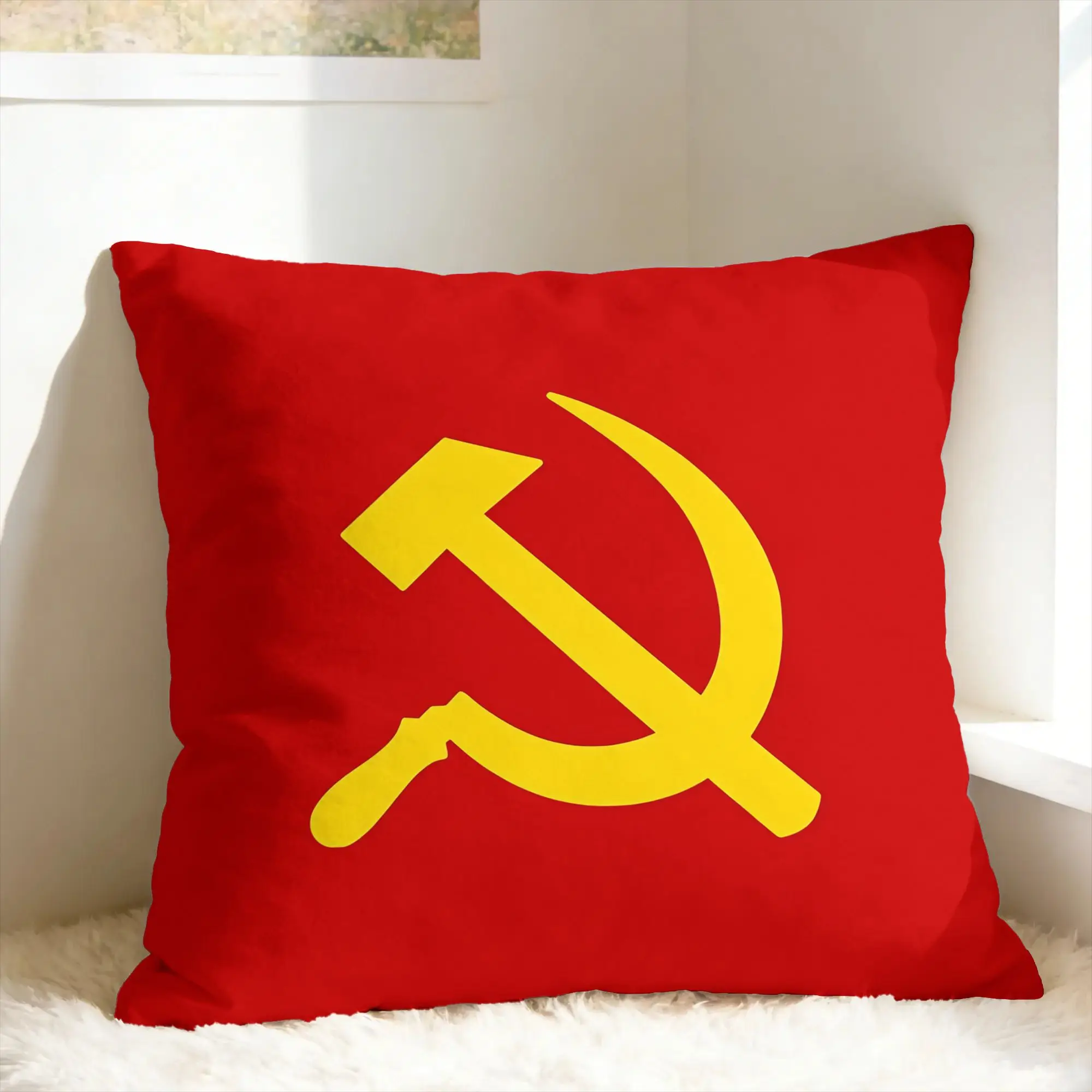 CCCP Soviet Hammer And Sickle Star Pillow Case  Comfy Pillow Cover For Living Room Bed Chair Cute Funny Pillowcases