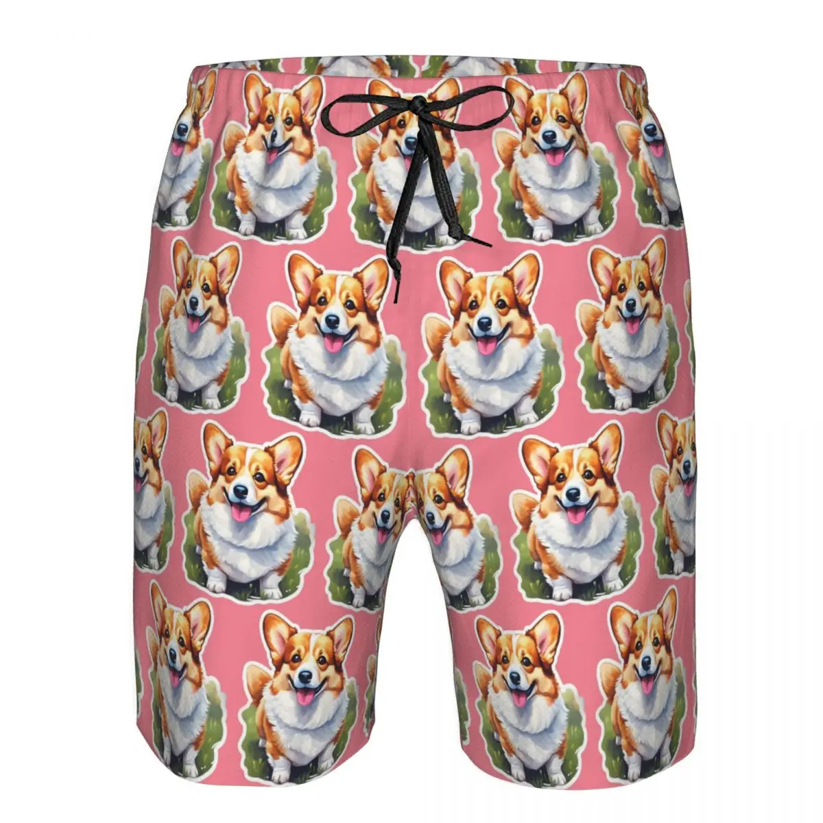 Corgi Watercolor Trunks Beach Board Shorts Casual Quick Dry Swimming Summer Men Pants