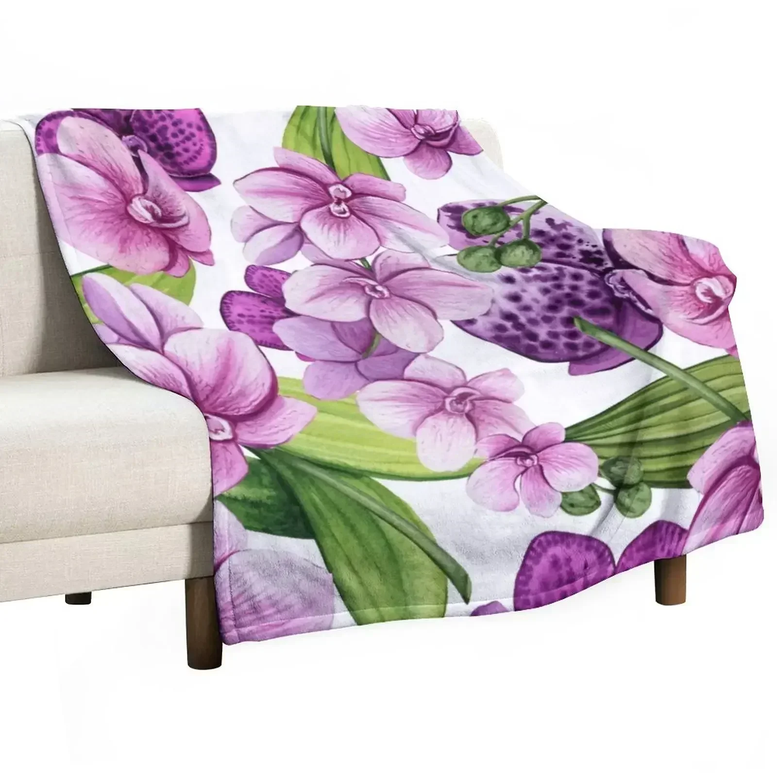 Orchids Just for Her Throw Blanket bed plaid Warm Soft Big Blankets