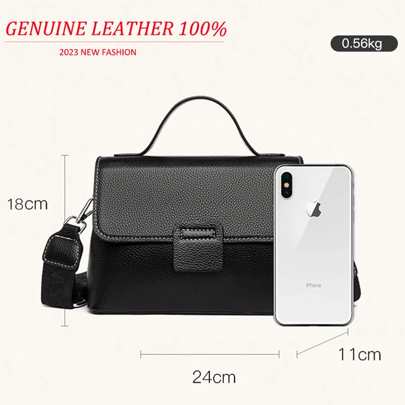 High Quality Cow Leather Women Shoulder Crossbody Bag 2023 Luxury Solid Genuine Leather Ladies Handbag Female Messenger Tote Sac