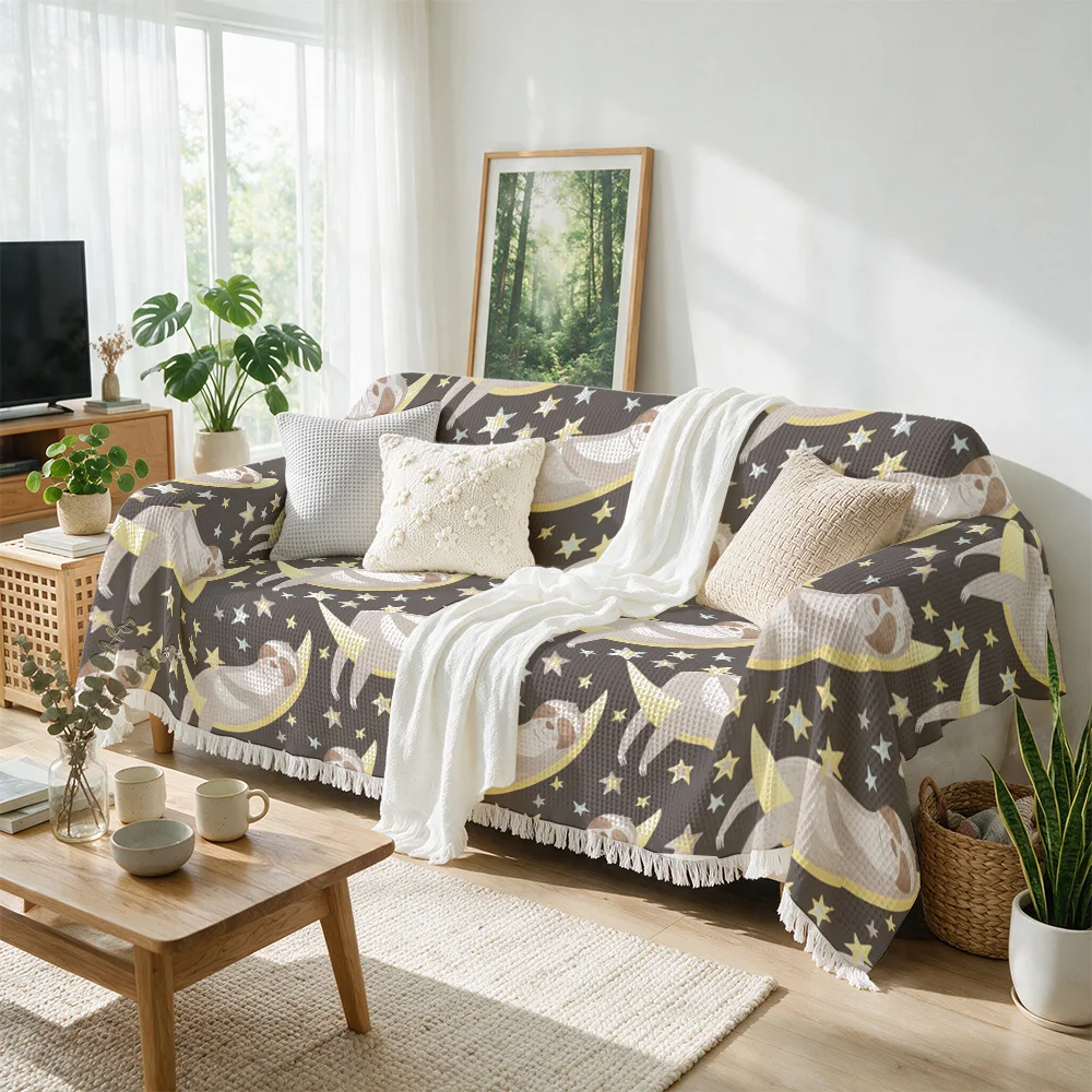 Luxurious Nautical Seahorse Throw Blanket for Sofa Couch Living Room Decor Coastal Ocean Beach Patterned Decorative Throw Cover