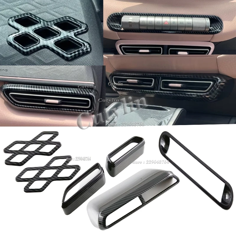 Für BYD Dolphin Mini Seagull Dolphin Surf 2024-2026 ABS Carbon Fiber AC Schalter Panel Center Klimaanlage Vent rahmen Trim Abdeckung