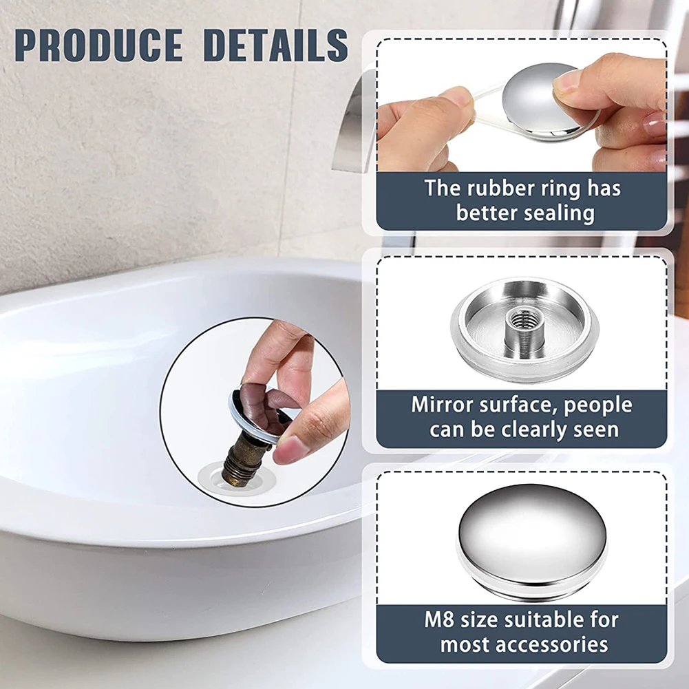 싱크대 탭 홀 캡 교체 싱크대, 대야 폐기물 플러그 캡, 간편한 팝업 클릭, 욕실 대야 싱크대 및 욕조용 크롬, 38mm