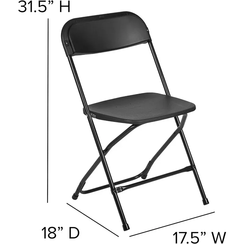 Hercules Series Plastic Folding Chair - Black - 10 Pack 650LB Weight Capacity Comfortable Event Chair-Lightweight Folding Chair