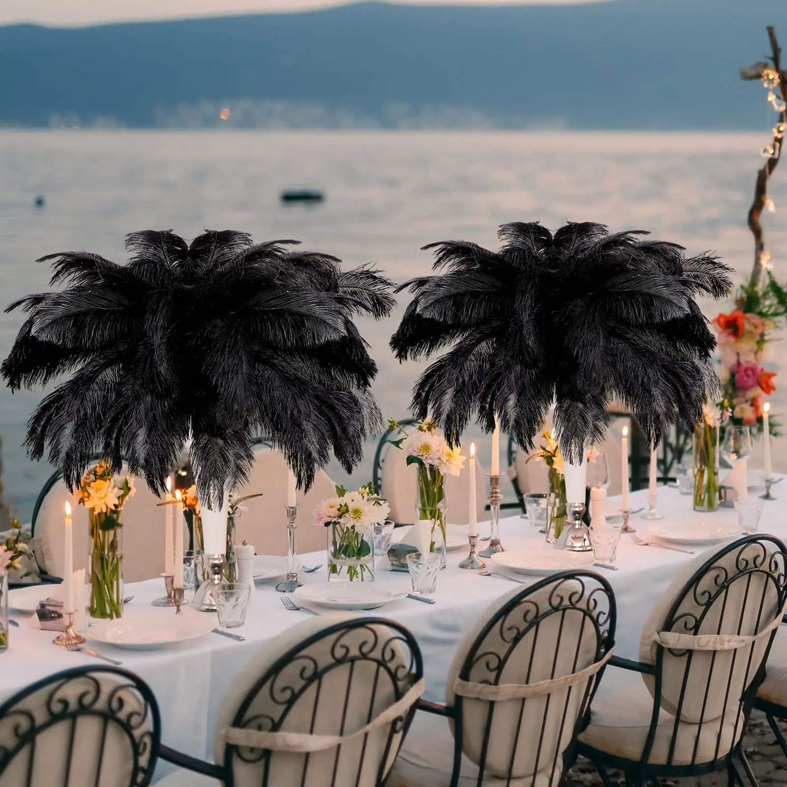 100-400Pcs White Black Ostrich Feathers Bulk Natural Plumes for Wedding Party Decoration Table Centerpiece Decorative DIY Crafts