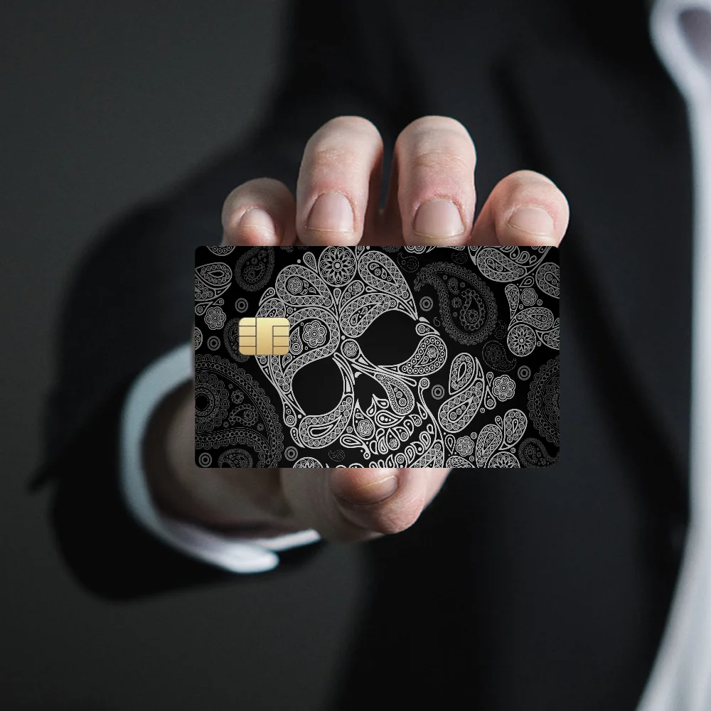Skull Horror In Flowers Printing Anime Spend Or Save Shell On Off Ultra Thin No Fade Sticker Skin Cover For Debit Credit Card