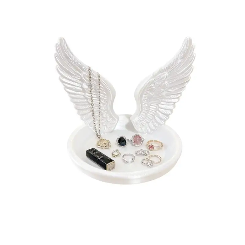 Angel Wings Jewelry Tray Creative Elegant Ring Display Dish Decorative Desktop Ornament for Home Decor Wedding Favor