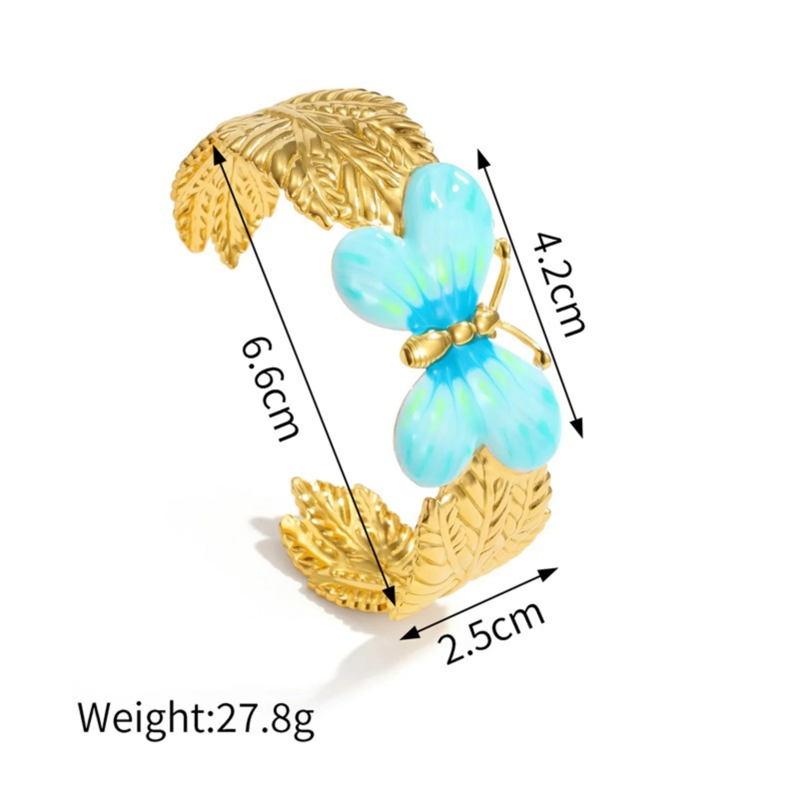 1pc Stainless Steel Open Cuff Bangles Bracelets 18K Gold Plated Butterfly Animal Multicolor Enamel Bangles For Women Jewelry