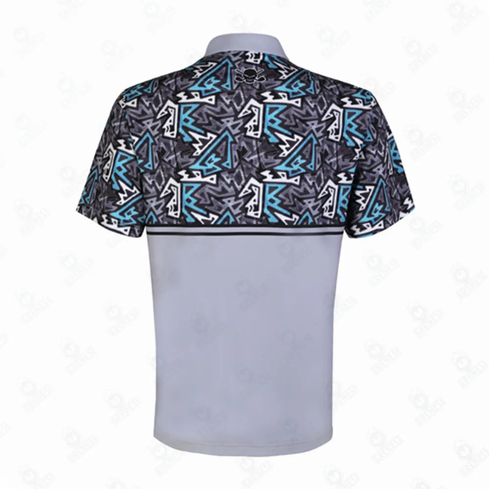 New Men's Grey Performance Cool Stretch Golf Shirt Fashion Top Polo Summer Short Sleeves Sports Casual Tennis T-Shirt Clothes