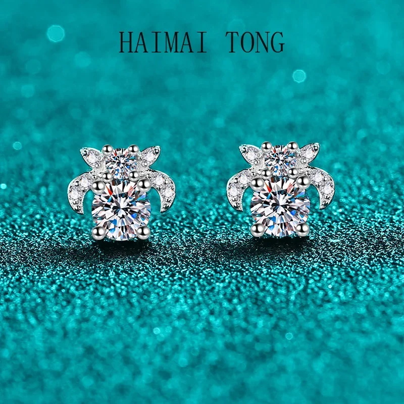 

HAIMAITONG новые серьги DeI PT950 с платиновым муассанитом для женщин, милые индивидуальные серьги, простые повседневные праздничные подарки
