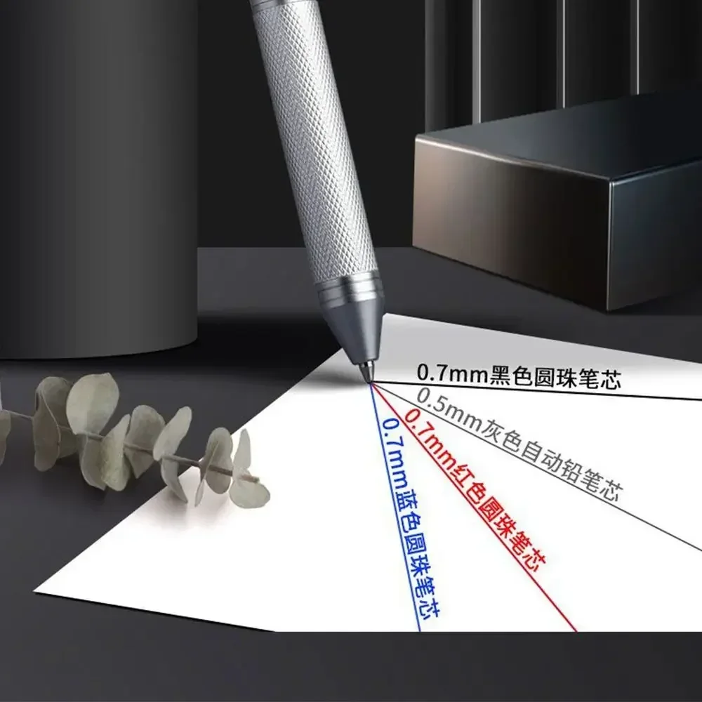 Fashion Metal Gravity Sensor Pen 4 in 1 Press Type Multi-Function Gel Pen 3Colors Ballpoint Pen Student Gift