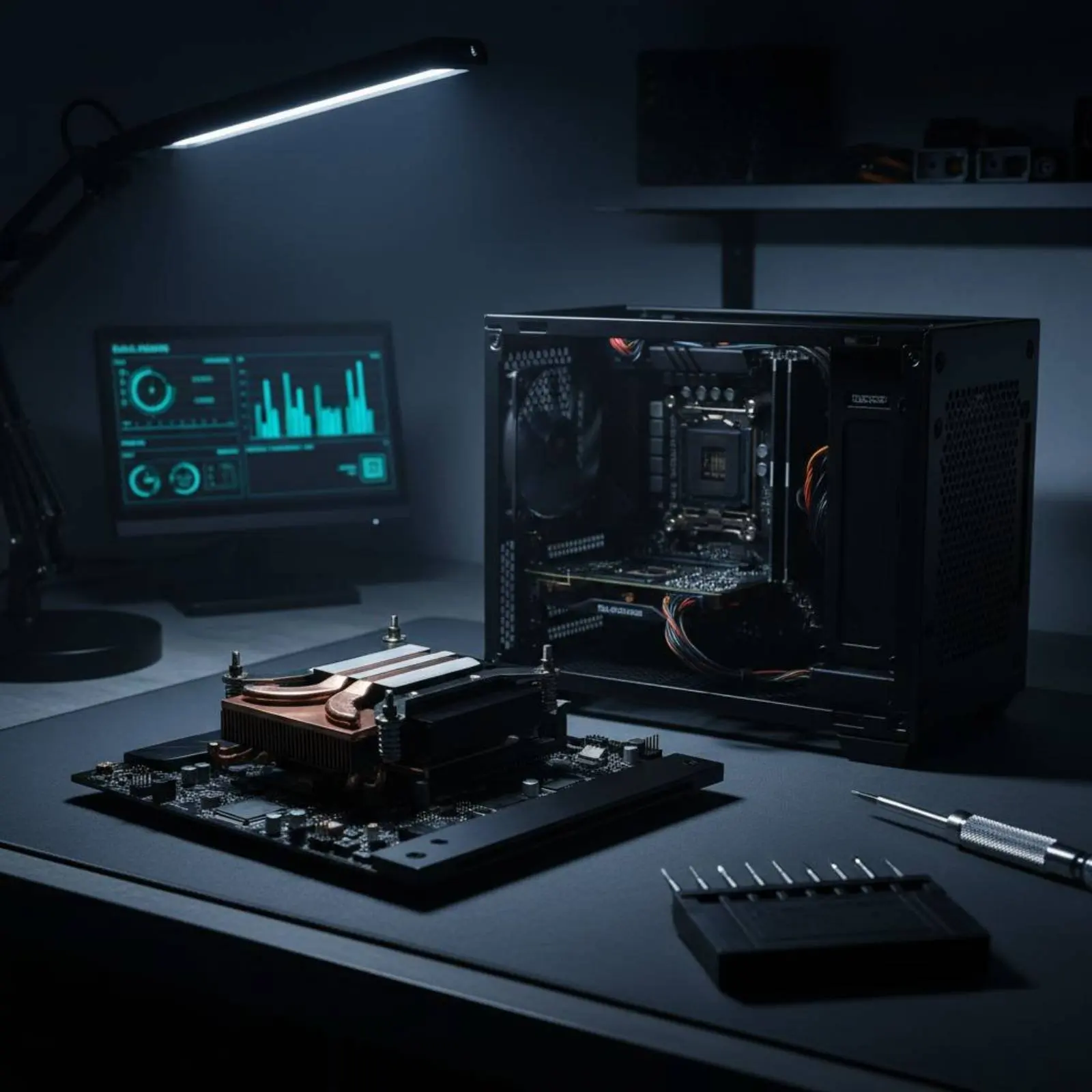 1U Copper Heat Pipe Cooler Ultra Thin ITX Processor Cooler Side Blow Processor Fan Compact Case Fit Computer Hardware