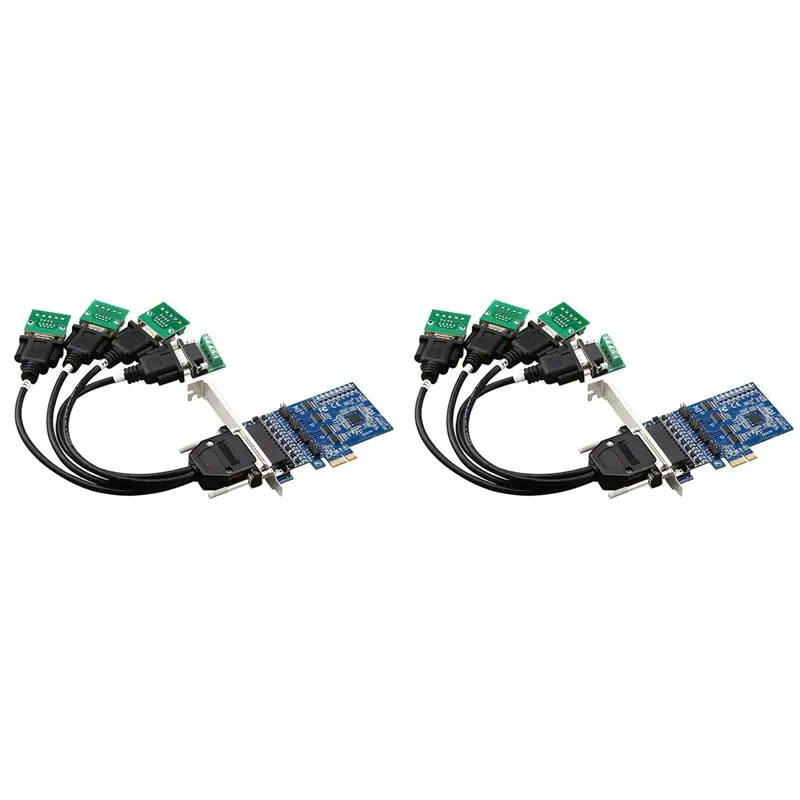 VOFUN-2X PCI-E To RS485/422 Expansion Card Industrial-Grade Serial Card Converter With Voltage Suppression Protector,4 Ports